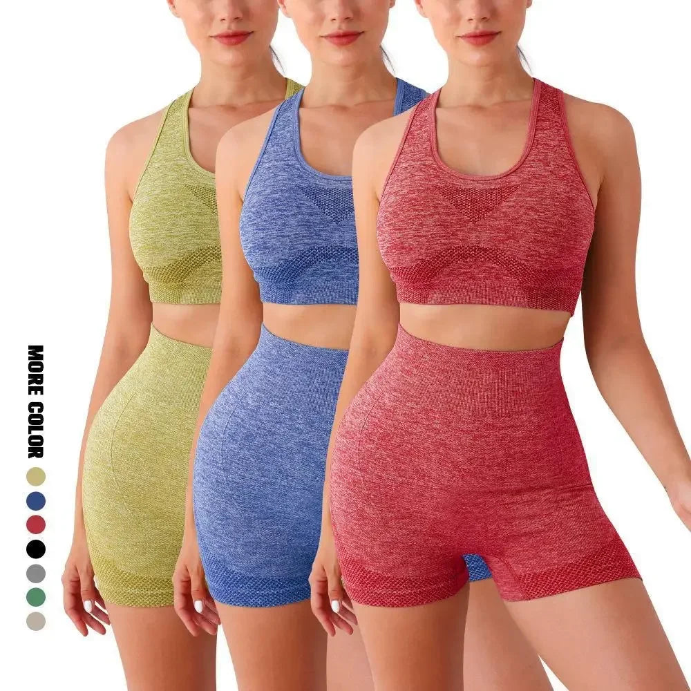 Seamless Yoga Set For Women With Shorts And Bra Tops