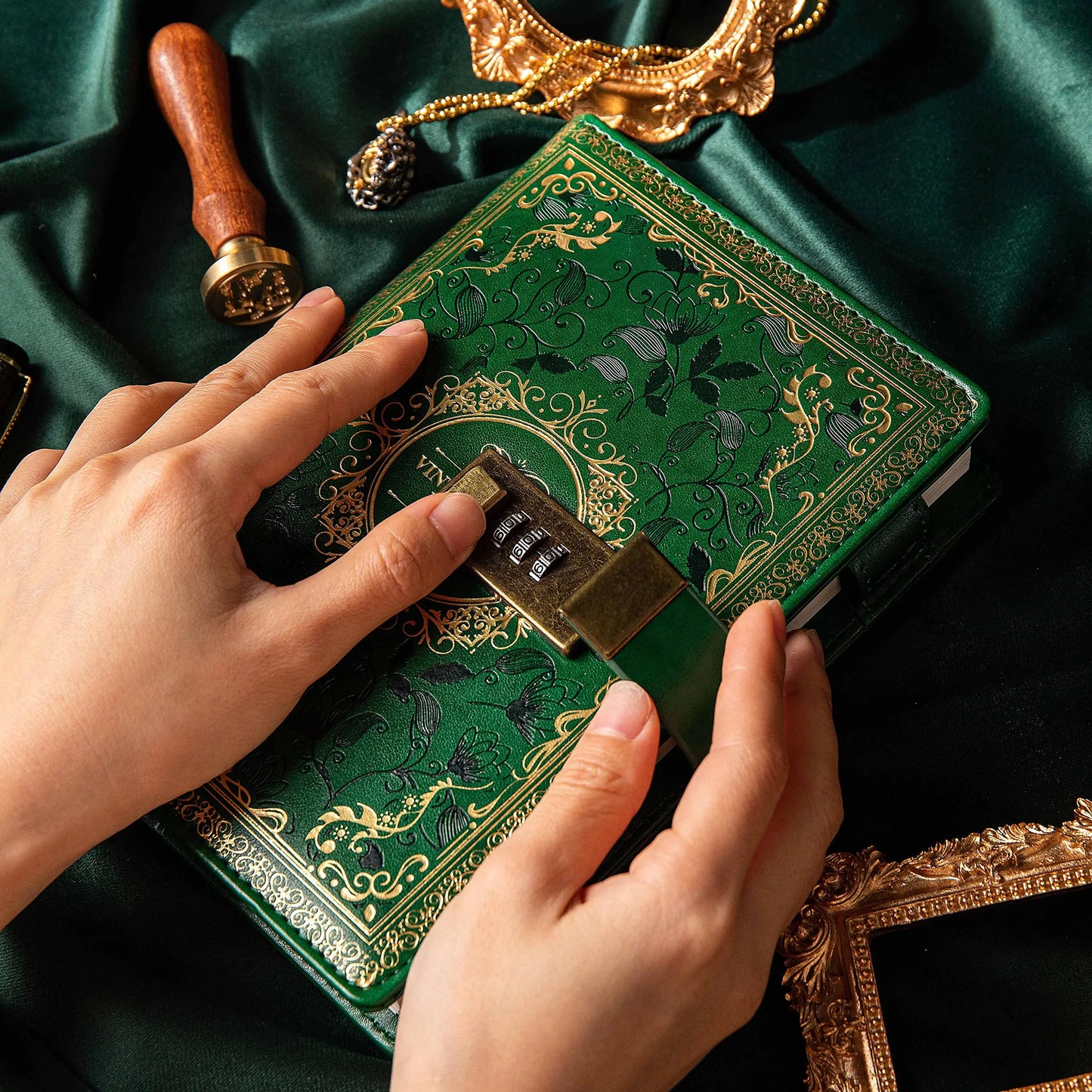 Digital Password Notebook With Lock PU Leather Privacy Journal