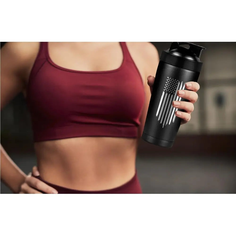 XMSJ Insulated Shaker Bottle With Engraved Torn Design