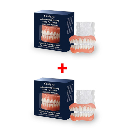 Oralhoe Adult Natural Dentures Full Set Over Gums Kit