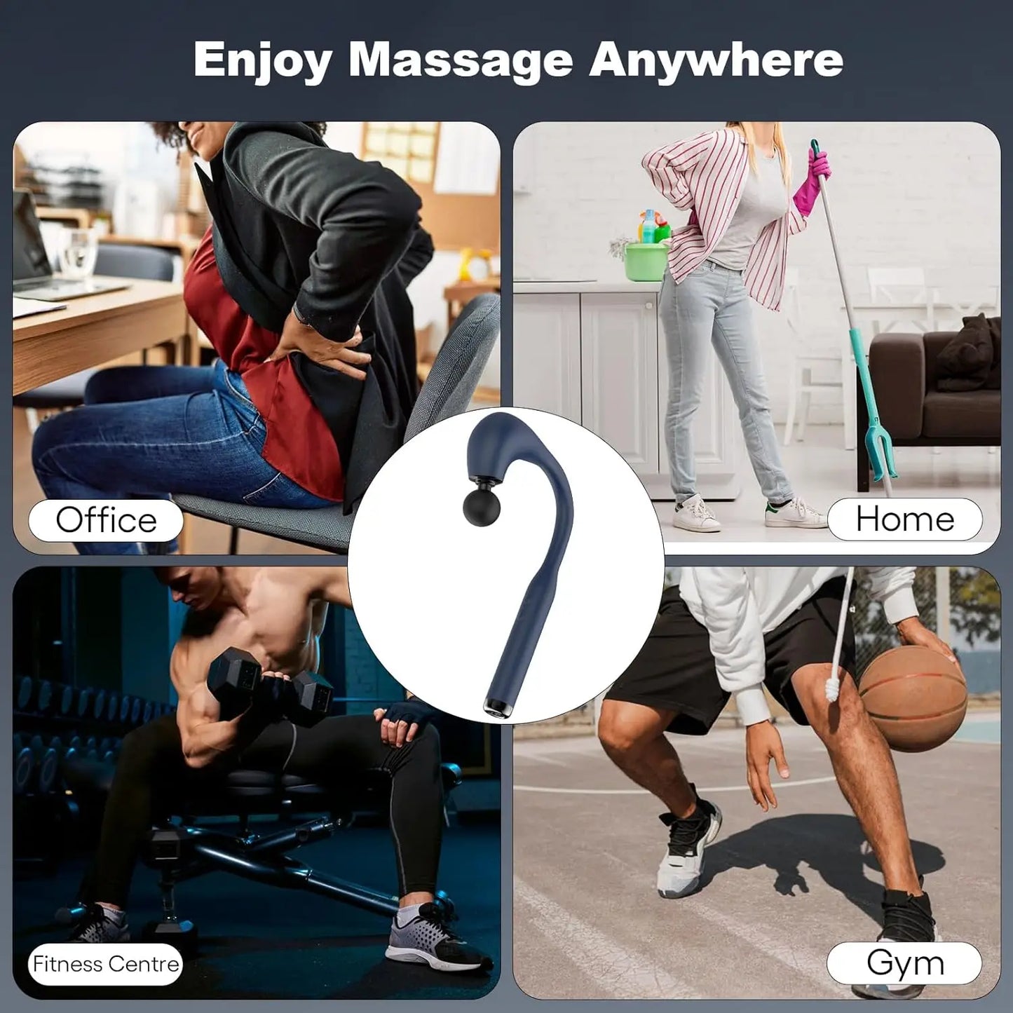 Deep Tissue Massage Gun With Extended Handle U Shaped Massager