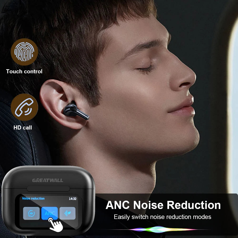 GREATWALL Wireless Earphones With Active Noise Cancelling And Microphone
