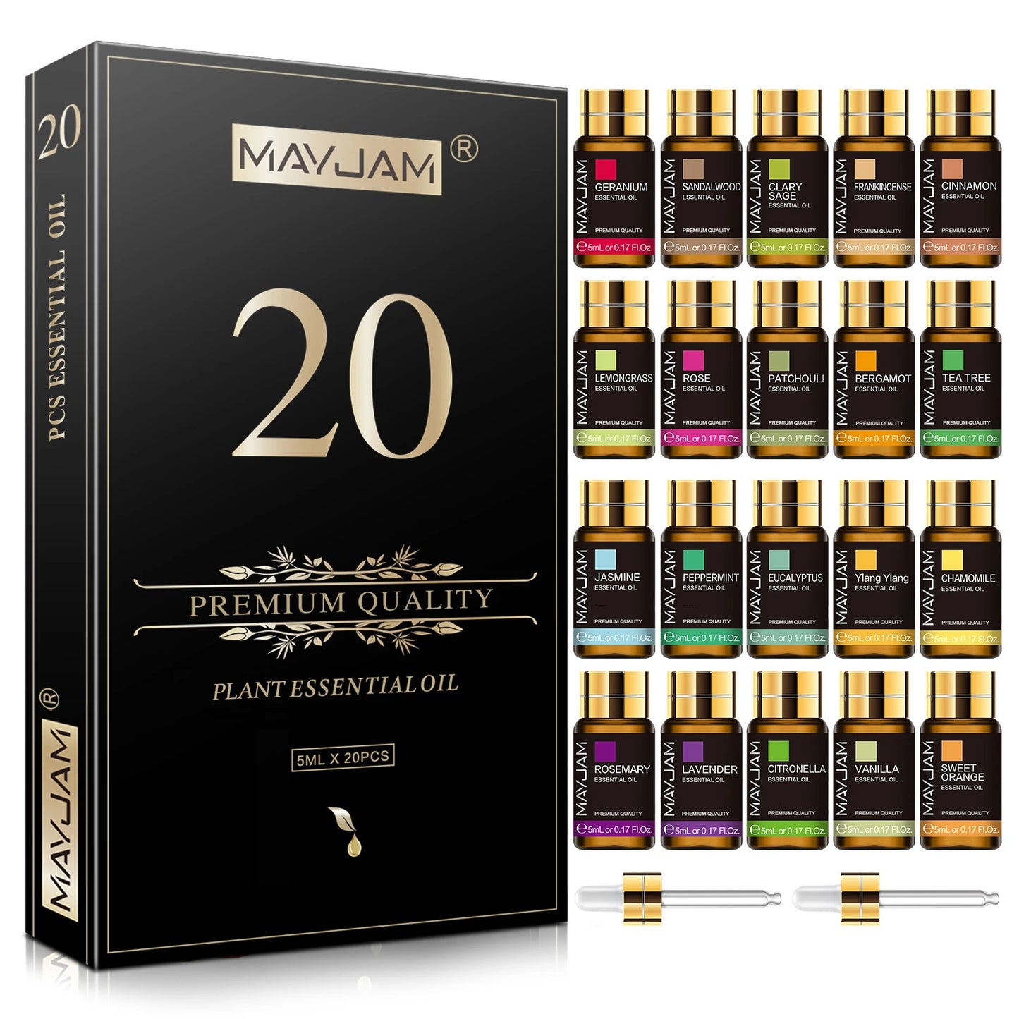 MAYJAM Essential Oils Kit Lavender Jasmine Eucalyptus Vanilla Patchouli
