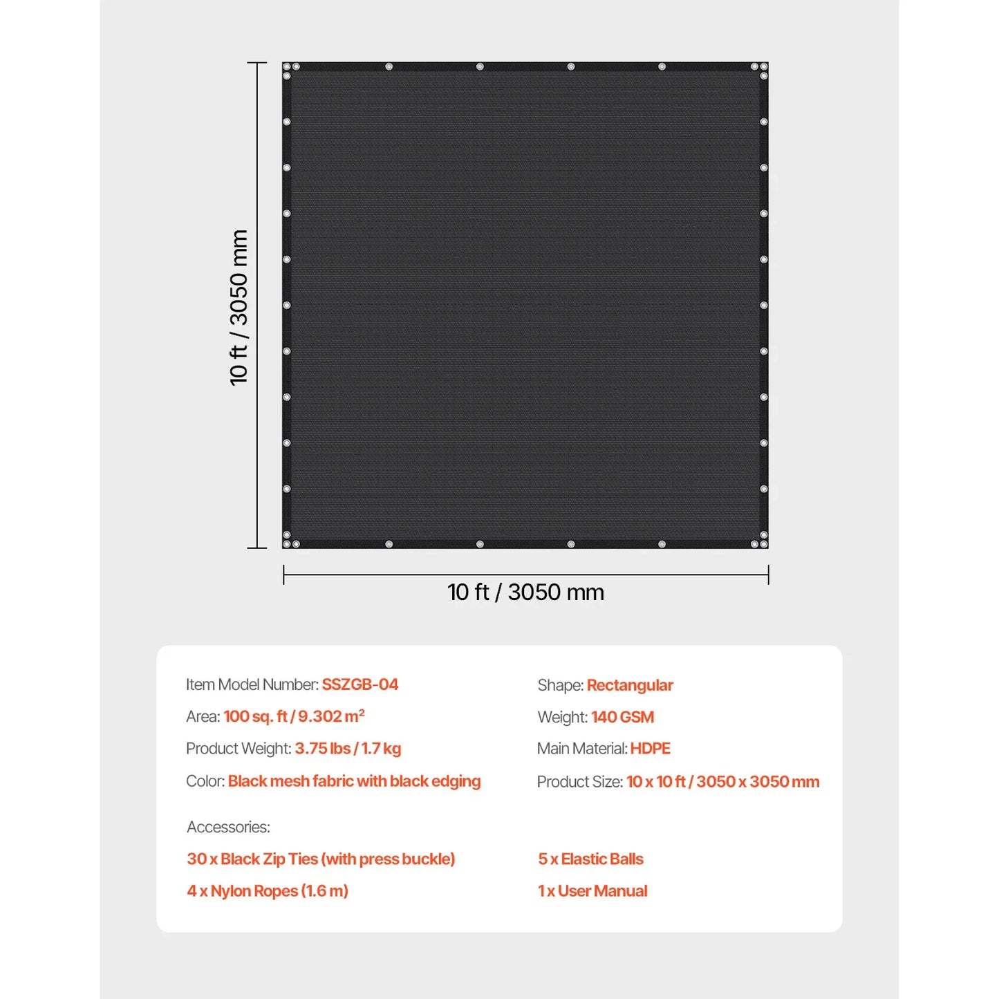 SucceBuy Sun Shade Cloth 140 GSM HDPE Canopy For Outdoor
