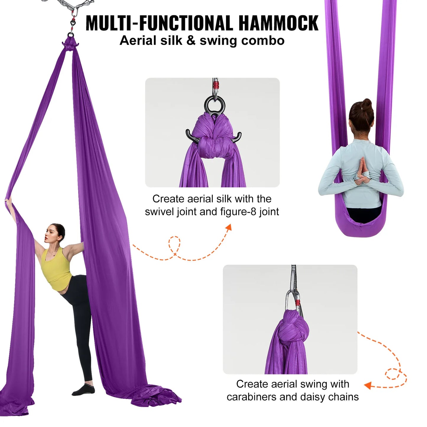 Aerial Yoga Hammock Starter Kit For All Levels Silk Fabric