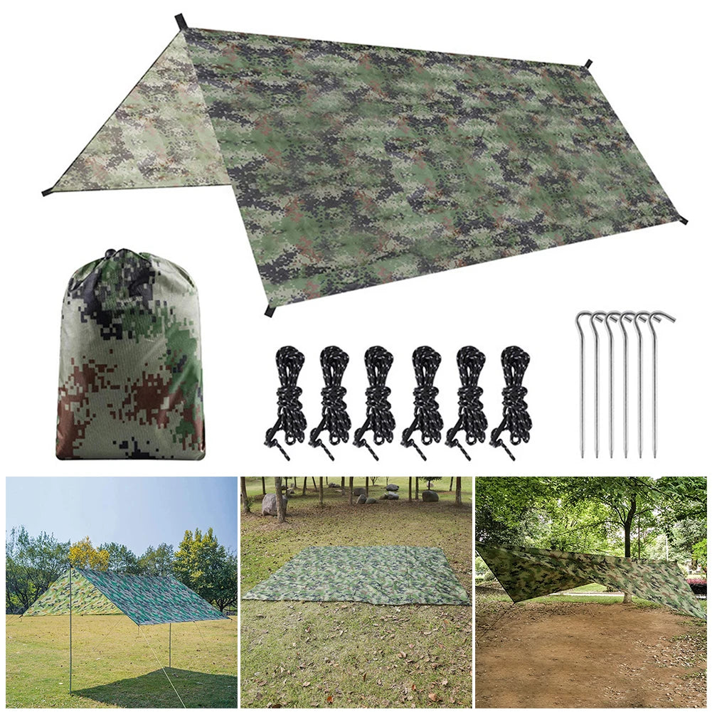 APWIKOGERC Portable Camouflage Awning Shade Camping Tarp Waterproof