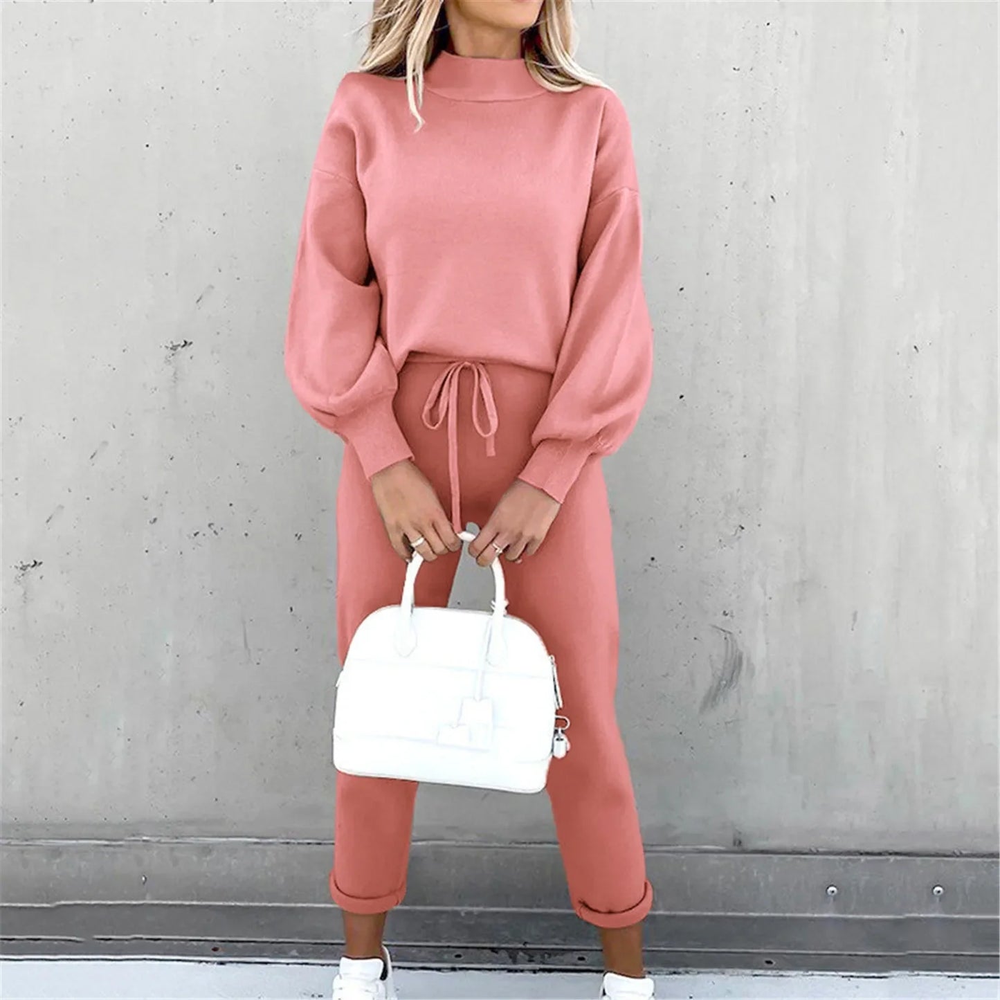 Women's Two Piece Streetwear Loungewear Set Long Sleeve Wide Leg