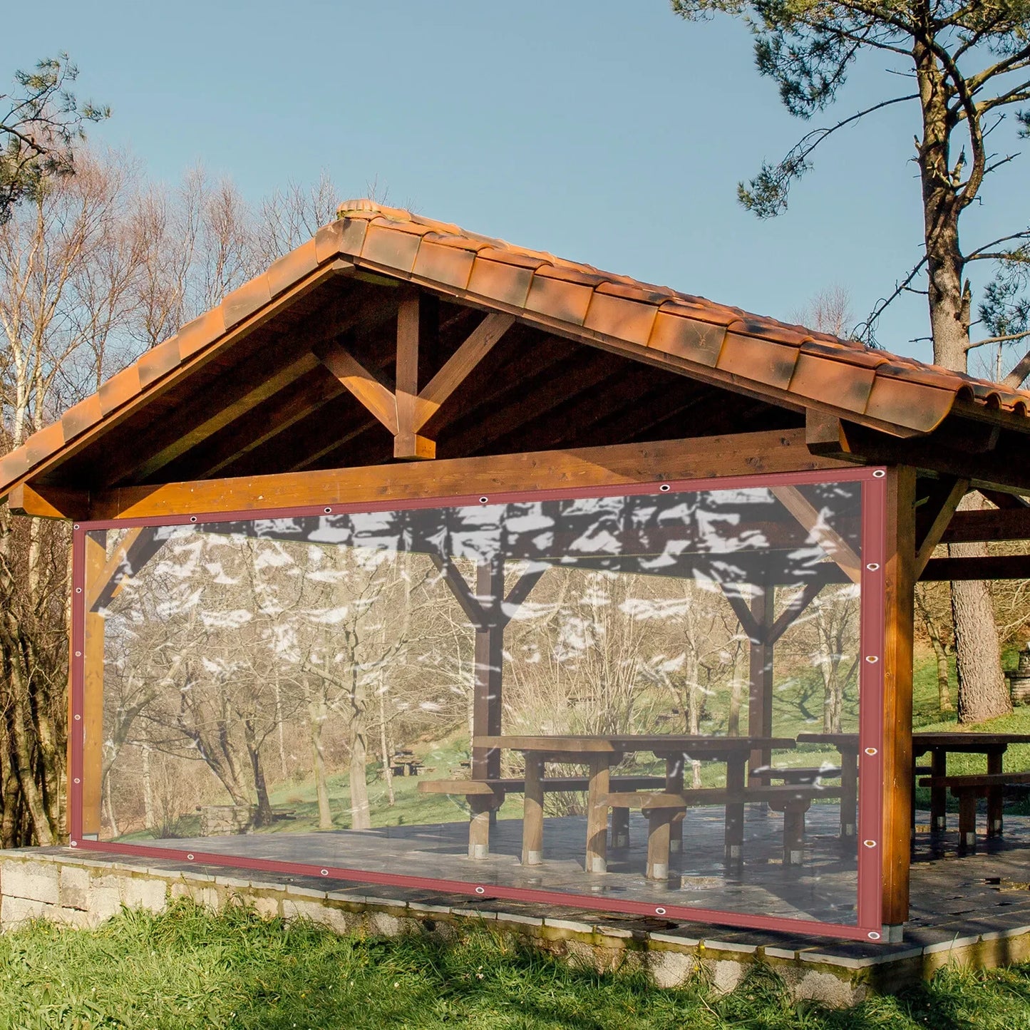 Commercial Waterproof Vinyl Clear Awning Canopy Roll Up Patio Enclosure