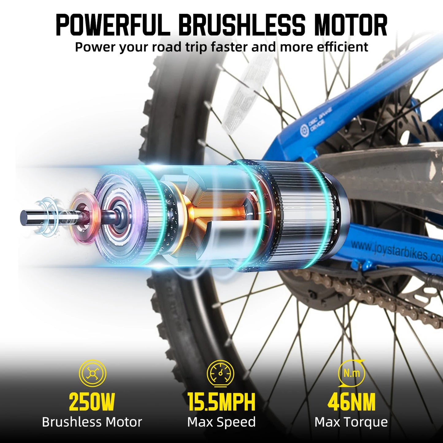 JOYSTAR Electric Mountain Bike For Kids 250W 15 MPH