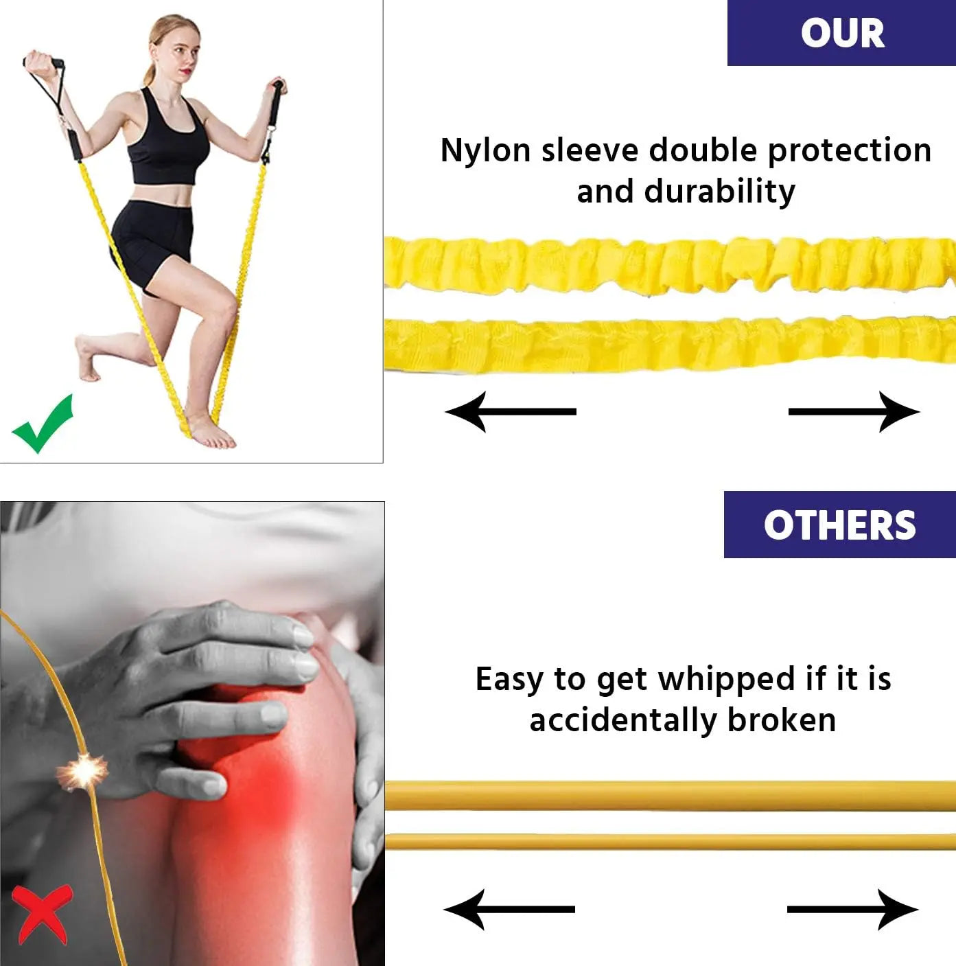 Heavy Duty Resistance Band Kit With Protective Sleeves And Handles