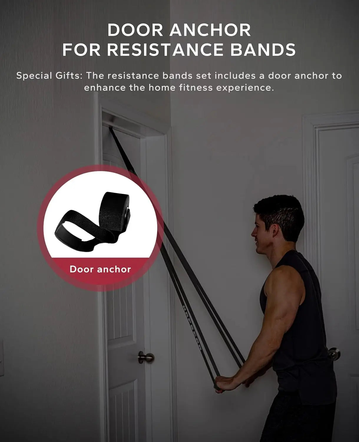 Five Piece Pull Up Assistance Bands Set With Door Anchor For Full Body Workout