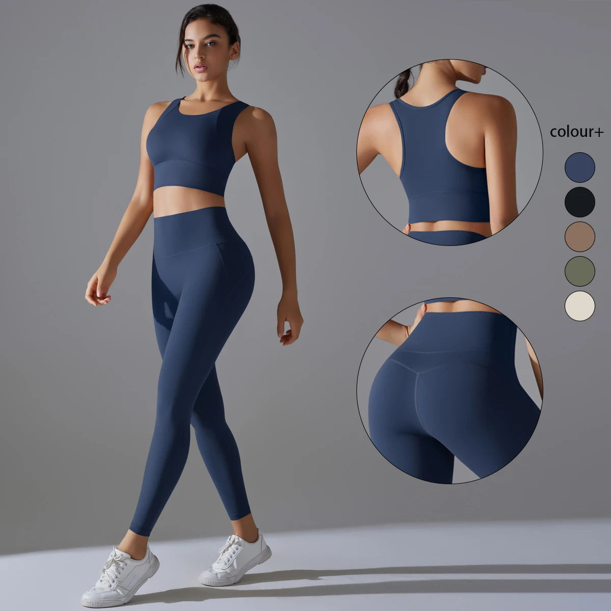 Women's Yoga Set With Crop Top And Running Pants Sportswear