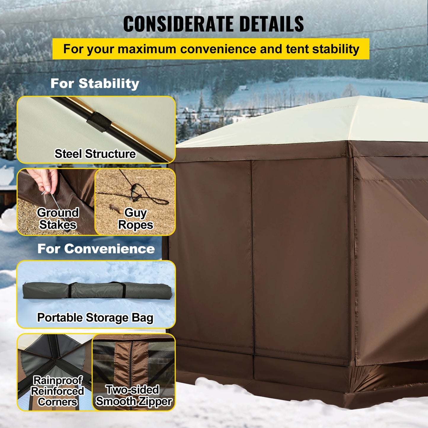 SucceBuy Pop-Up Camping Gazebo Canopy Shelter Six-Sided
