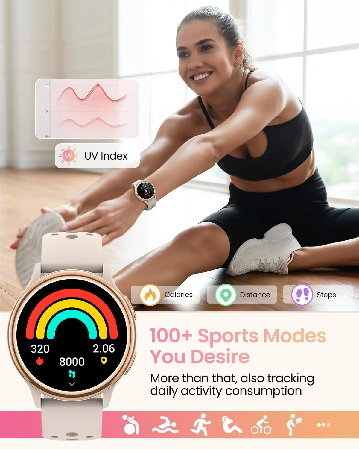 AnyloopCa Women Smartwatch Fitness Tracker 400+ Faces and Female Health