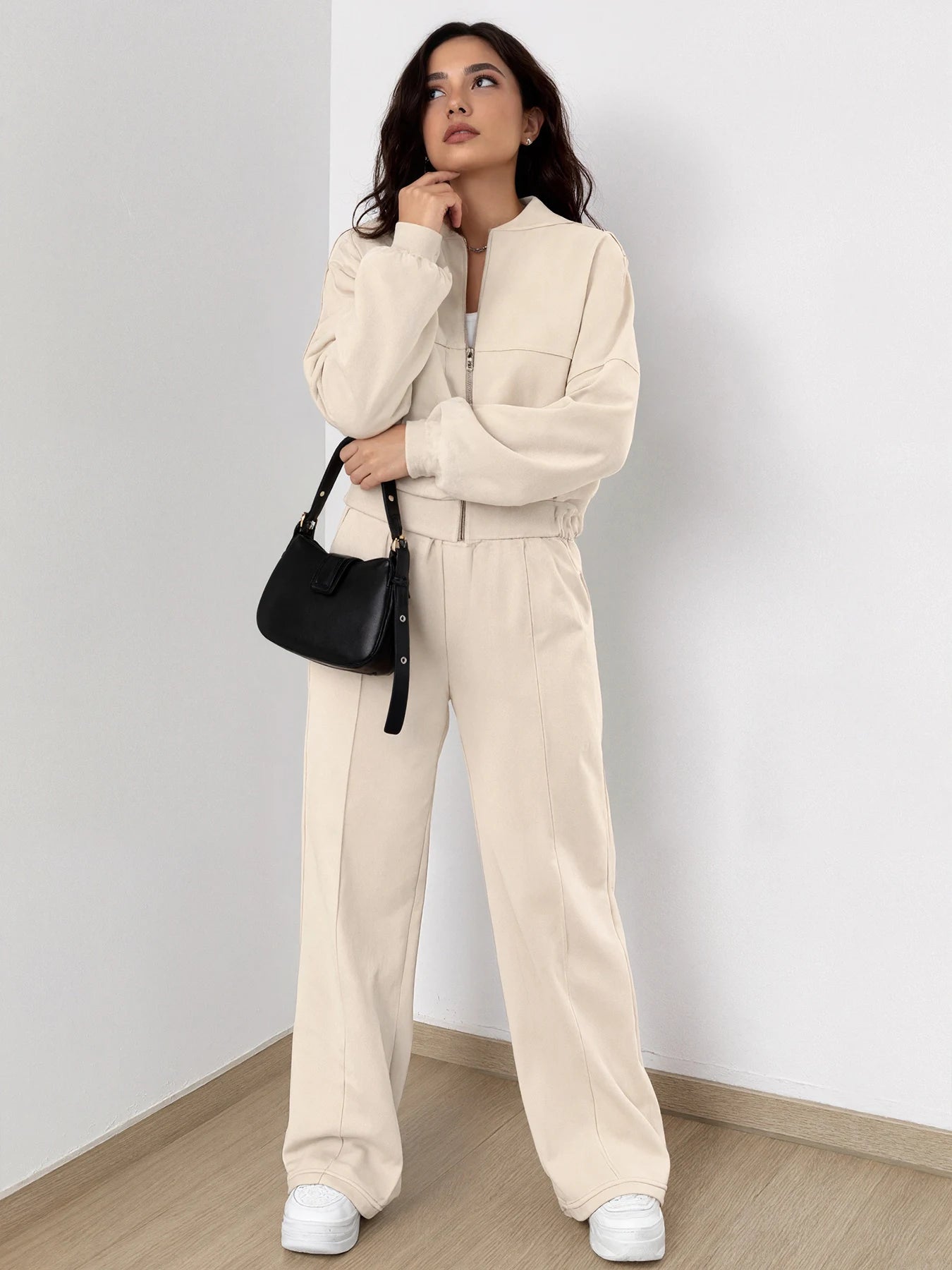 Women's Solid Color Two Piece Sports Set Machine Washable