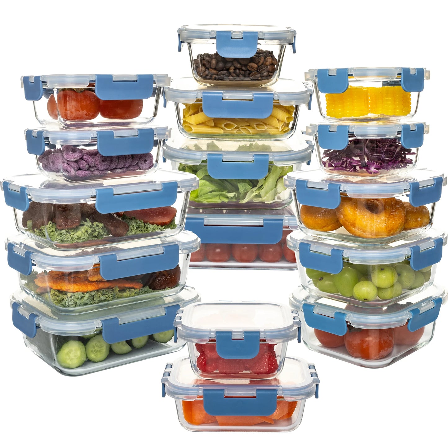 Glass Food Storage Containers Set Leakproof Airtight Stackable Microwave Safe