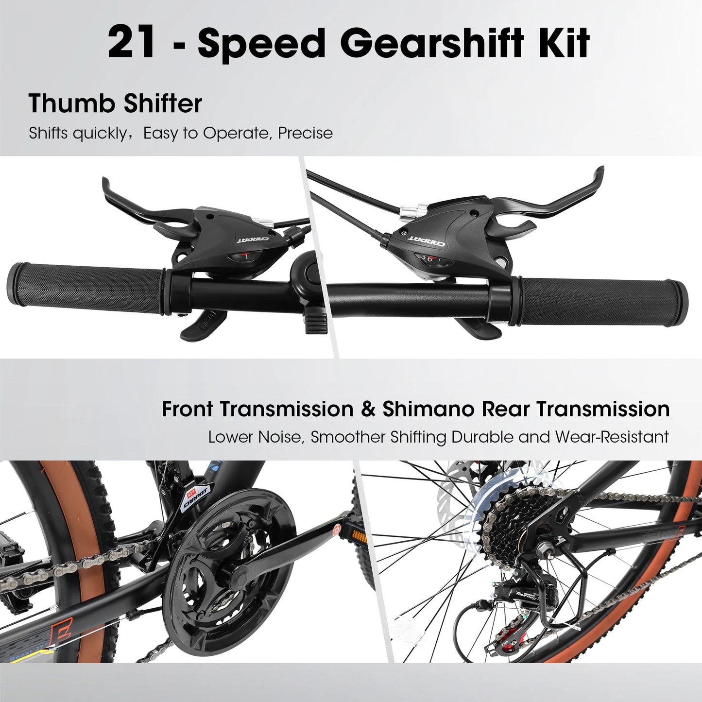 Ecarpat Unisex Mountain Bike 21-Speed Hard Tail Steel Frame