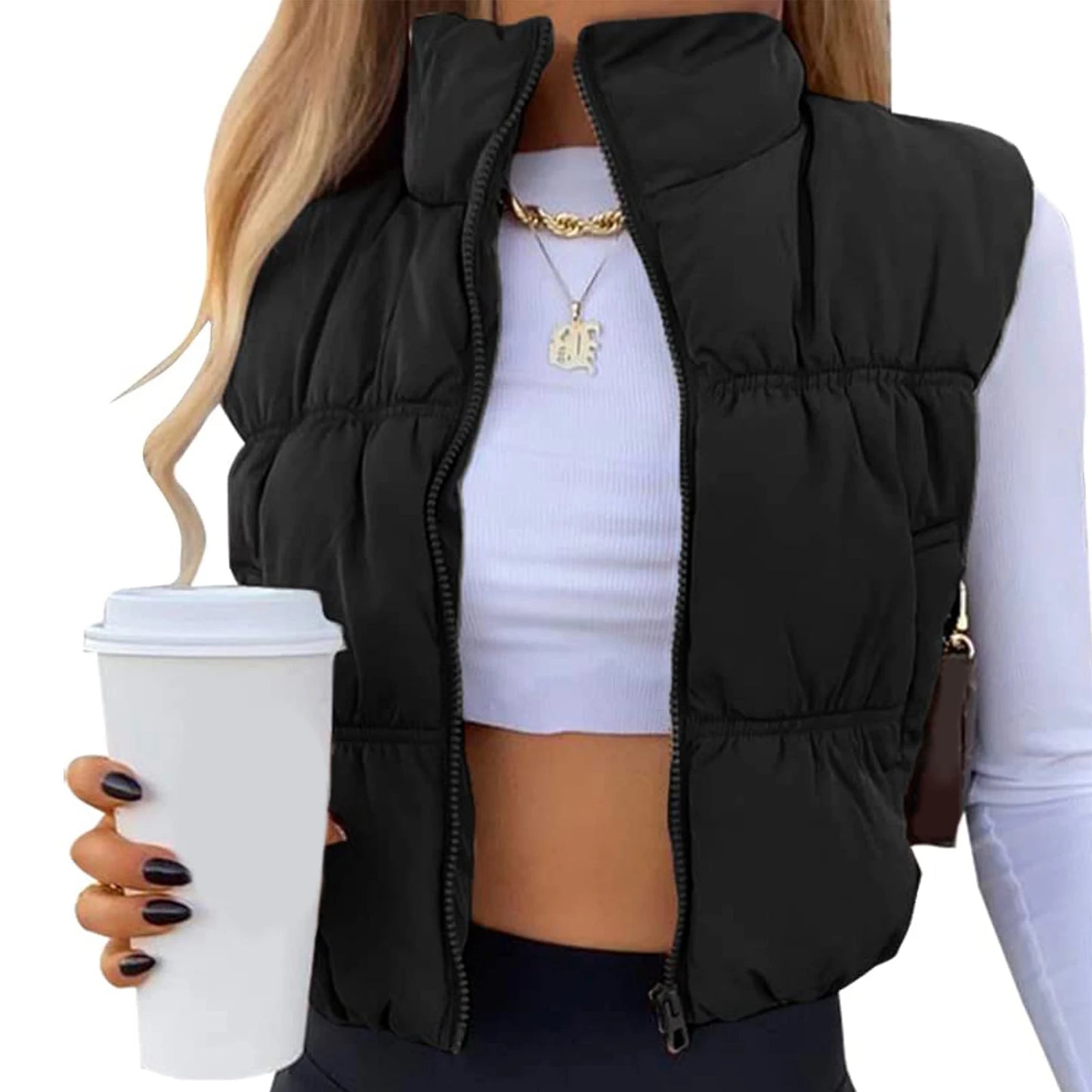 Hirigin Womens Winter Quilted Waistcoat Lightweight Zip Vest