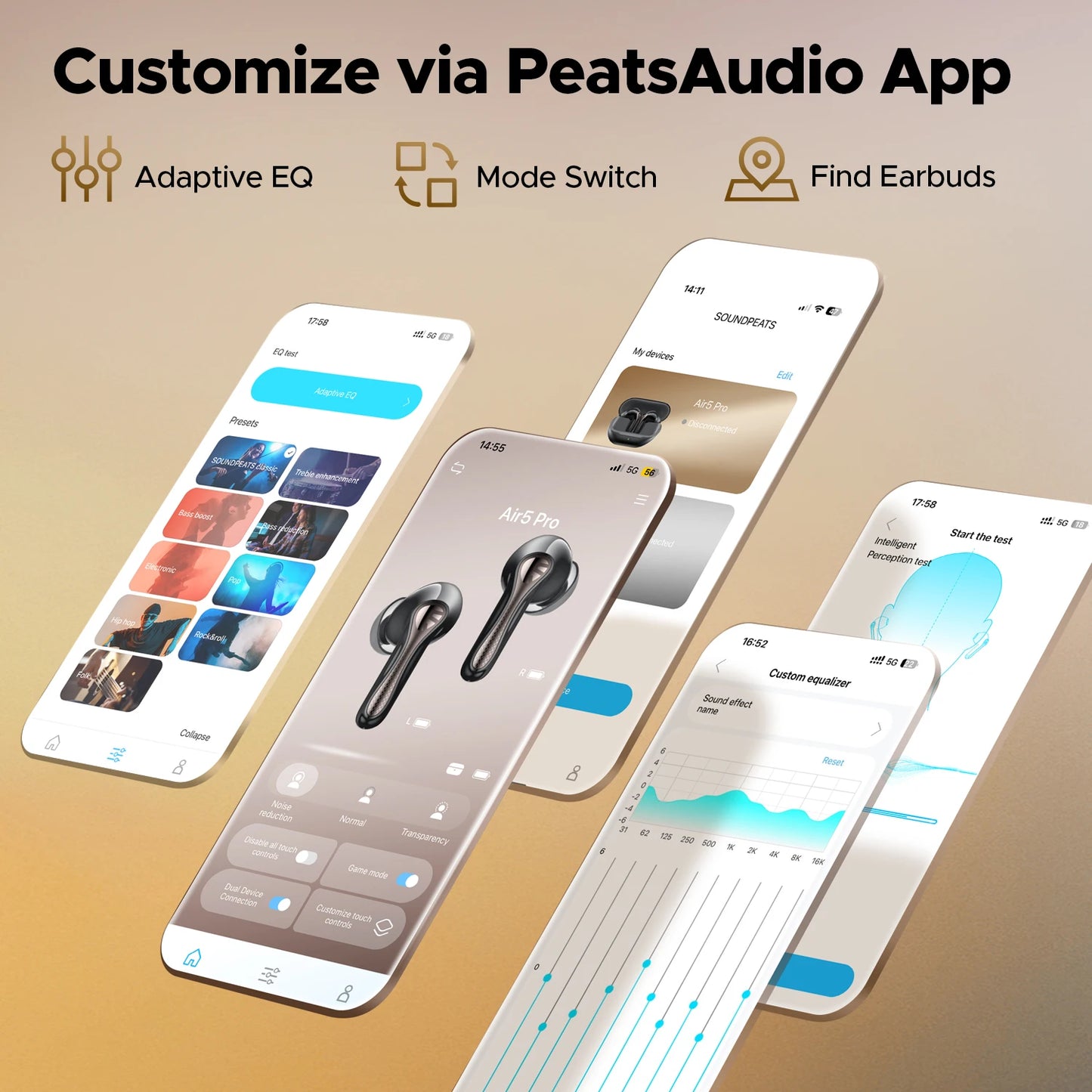 SoundPEATS Air5 Pro Wireless Earbuds With Adaptive ANC