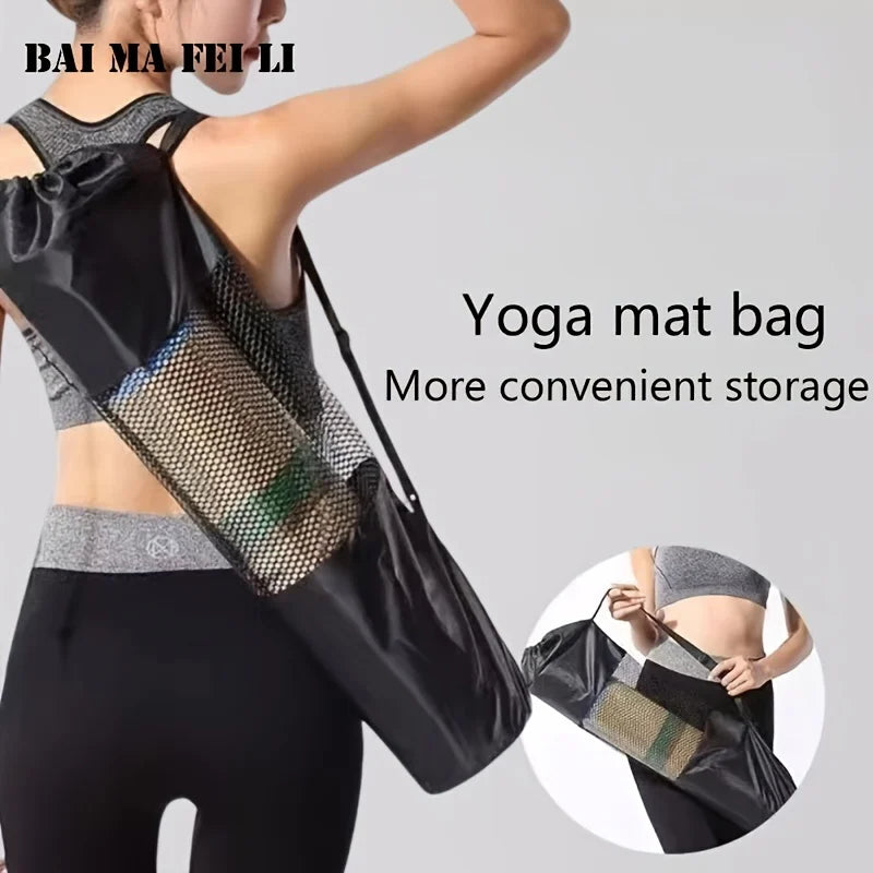 Breathable Yoga Mat Storage Mesh Bag With Shoulder Strap