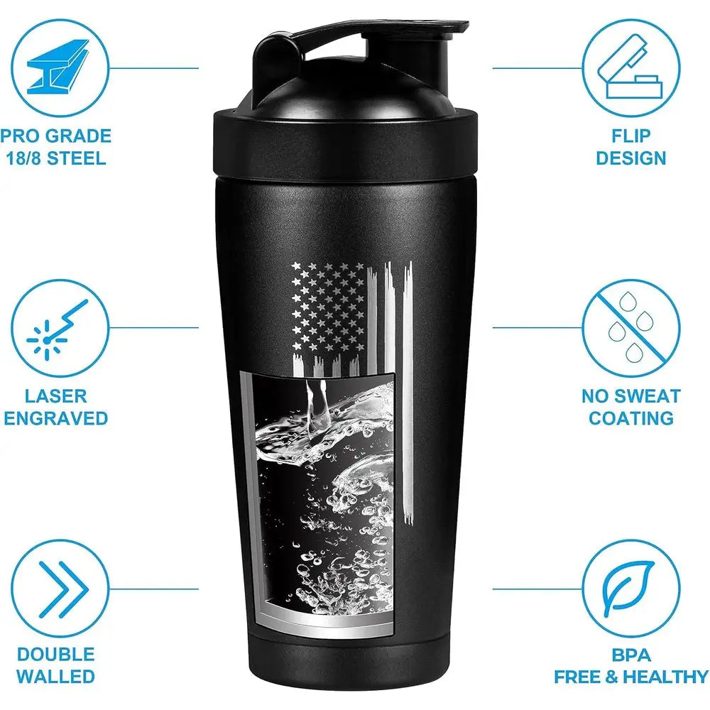 XMSJ Insulated Shaker Bottle With Engraved Torn Design