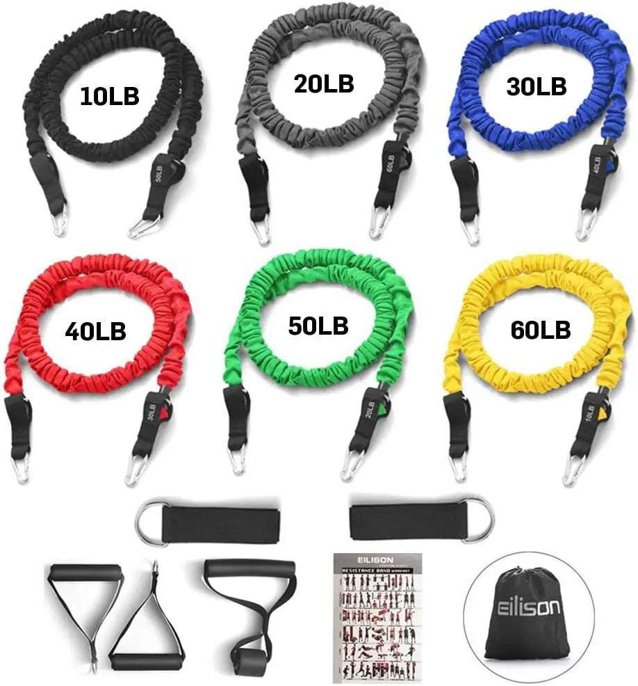 Heavy Duty Resistance Band Kit With Protective Sleeves And Handles