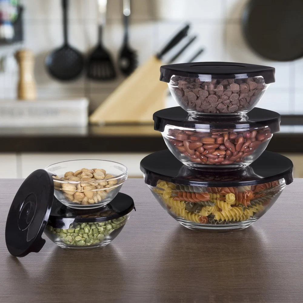 Glass Storage Containers Snap Lids Mixing Bowls Set Food Safe