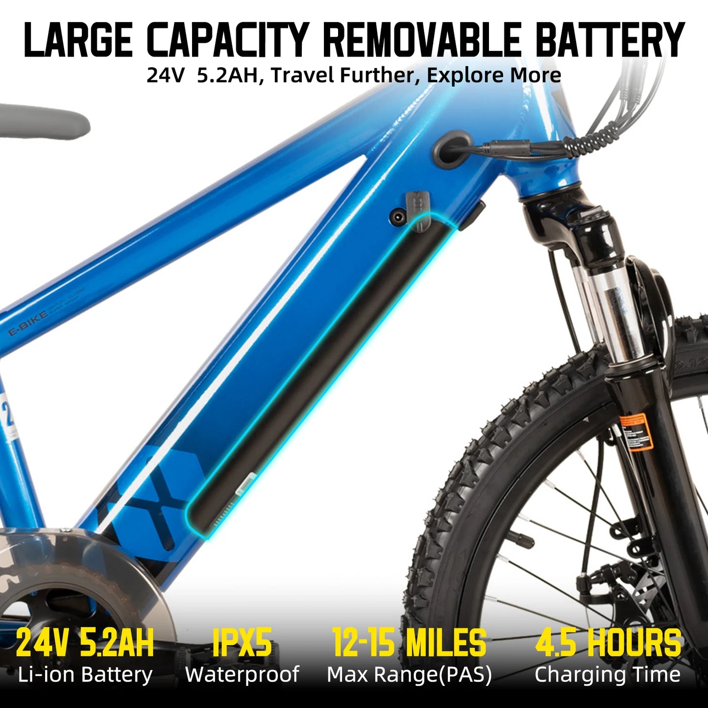 JOYSTAR Electric Mountain Bike For Kids 250W 15 MPH