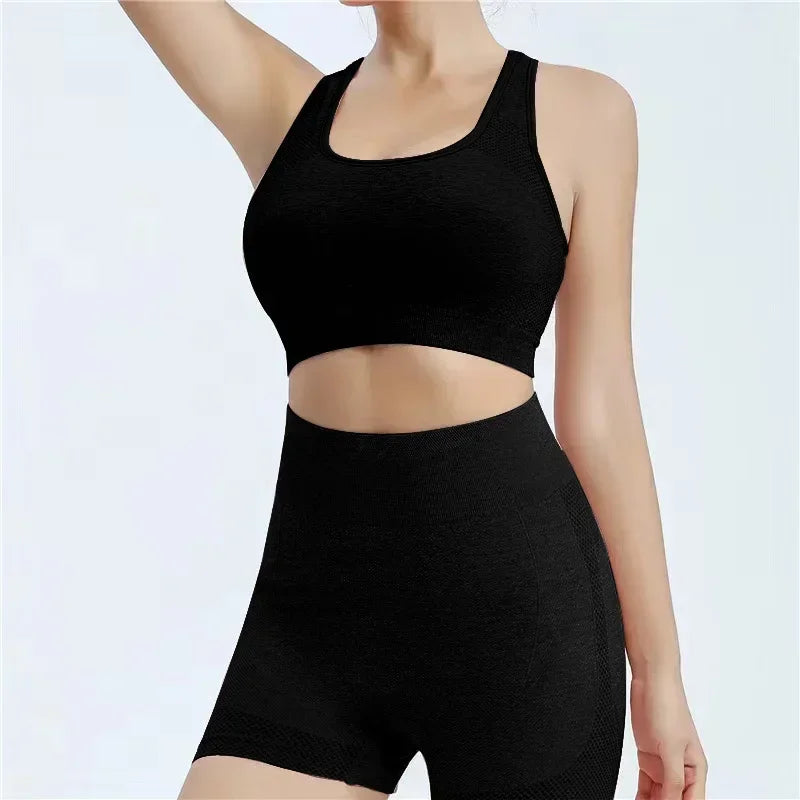 Seamless Yoga Set For Women With Shorts And Bra Tops