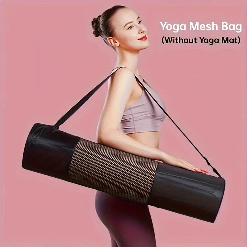 Breathable Yoga Mat Storage Mesh Bag With Shoulder Strap