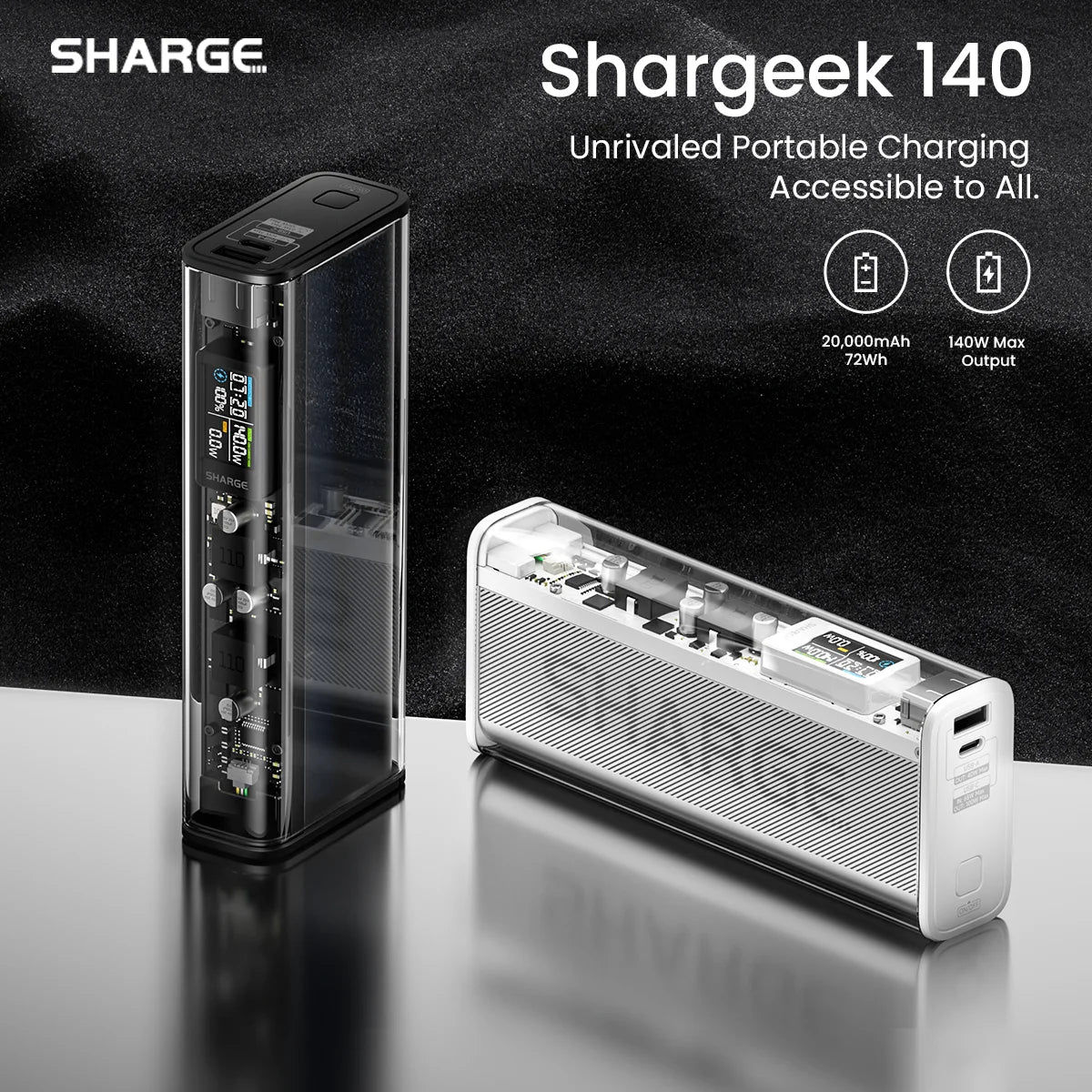 Sharge 140W Power Bank 20000mAh With Smart Display