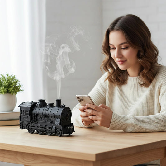 Alloet Vintage Steam Train Air Diffuser Humidifier With LED Light