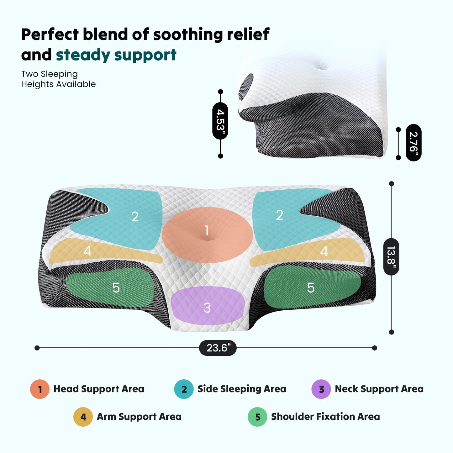 JHK Ergonomic Cervical Memory Foam Pillow With Cooling Cover