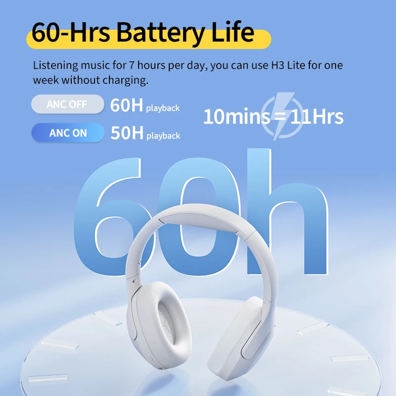 QCY H3 Lite ANC Wireless Headphones Bluetooth 5.3 Over Ear