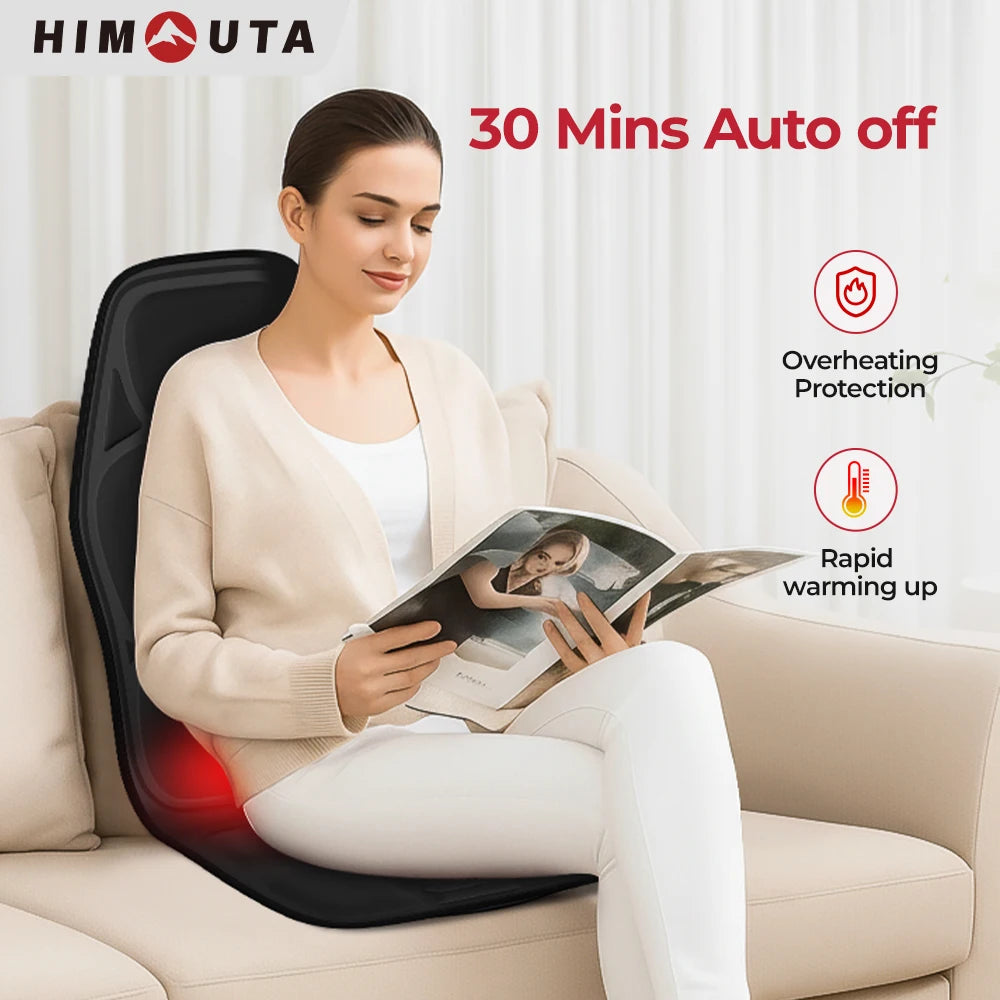 HIMOUTA Electric Back Massager Heated Full Body Chair Cushion