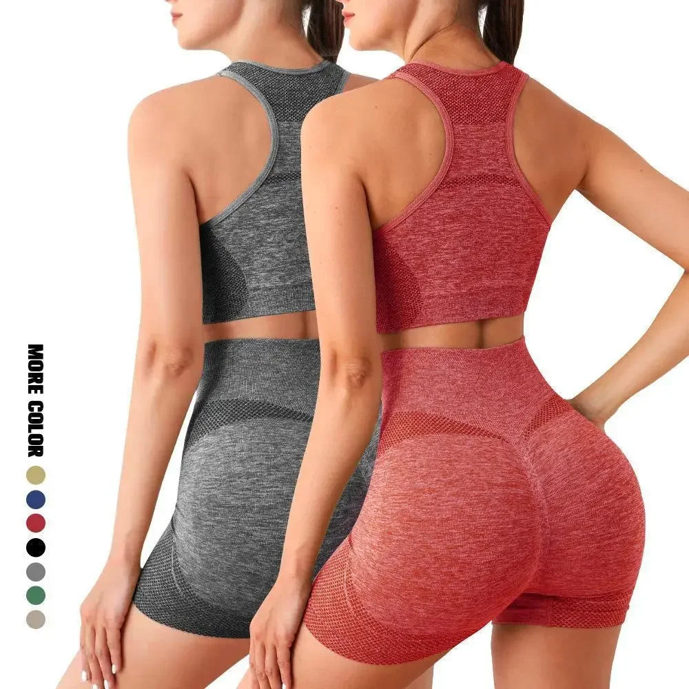 Seamless Yoga Set For Women With Shorts And Bra Tops