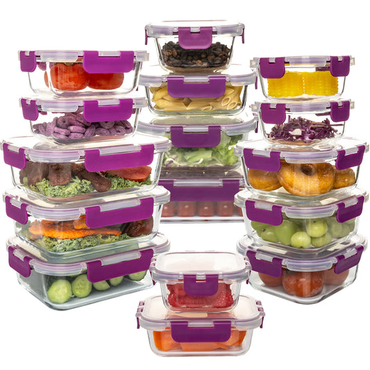 Glass Food Storage Containers Set Leakproof Airtight Stackable Microwave Safe