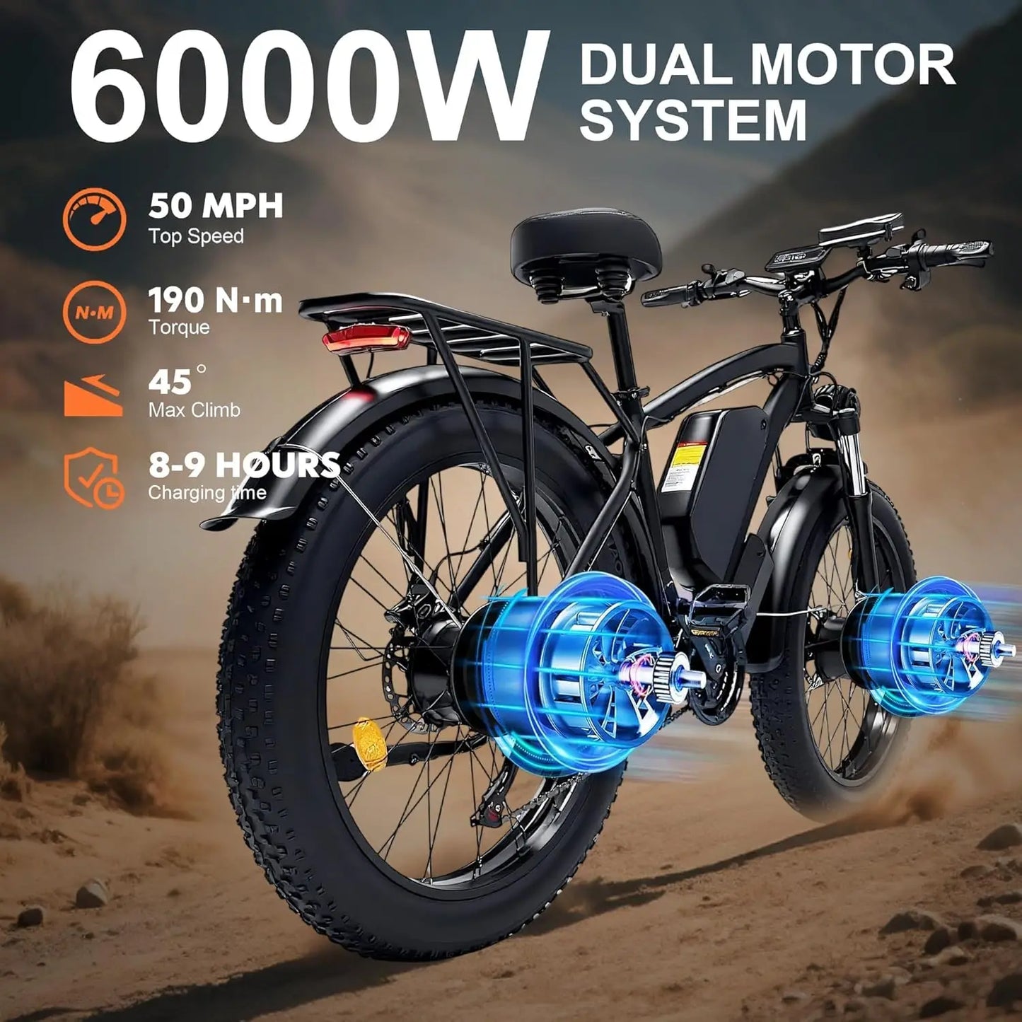 NOVA X1 6000W Dual Motor Electric Bike For All Terrain