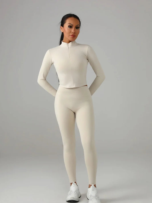 Women's Fitted Yoga Set Polyester Knit For Everyday Fitness