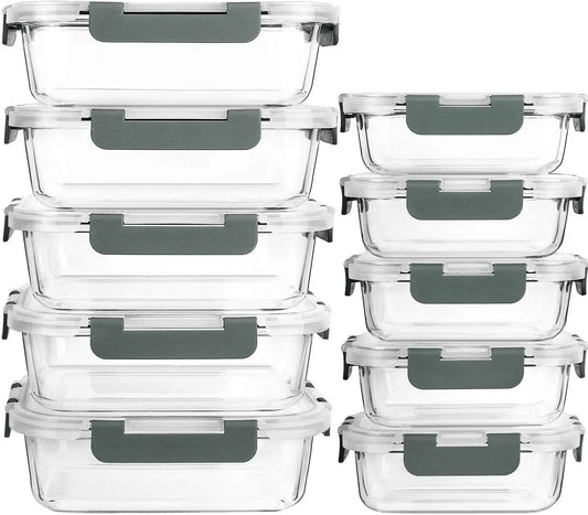 Glass Meal Prep Containers With Lids, Airtight Storage