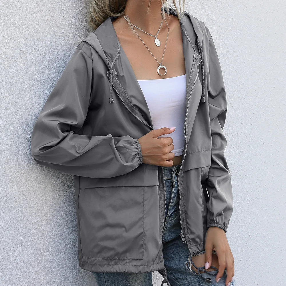 Women Waterproof Windproof Rain Jacket For Outdoor Hiking