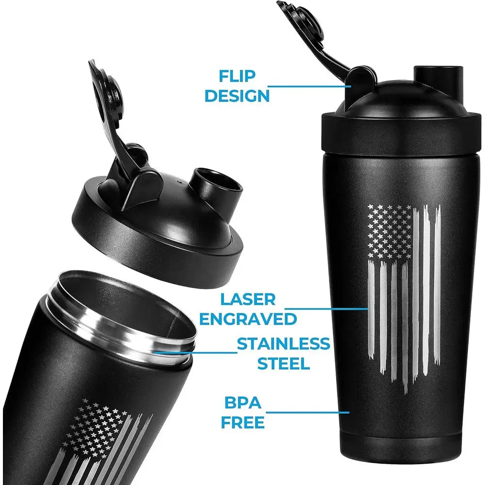 XMSJ Insulated Shaker Bottle With Engraved Torn Design