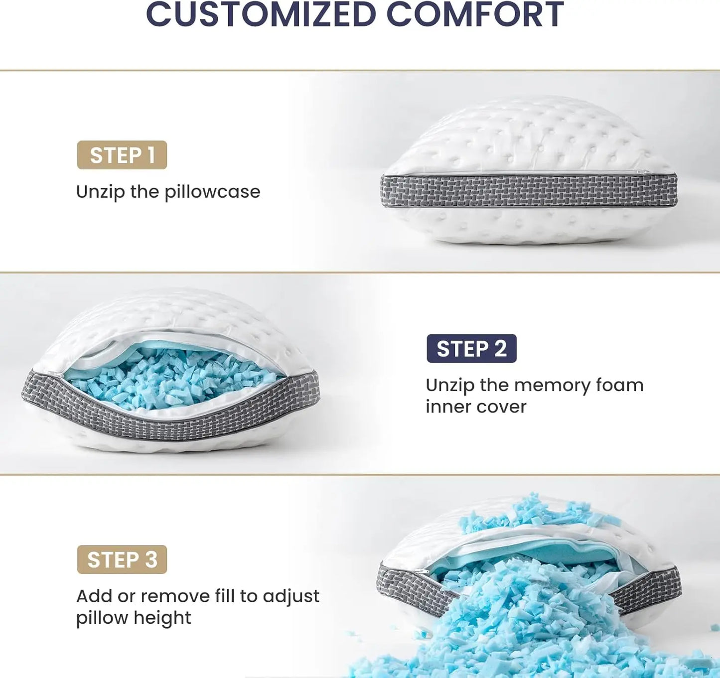 BedStory Cooling Gel Memory Foam Pillow CertiPUR US Certified