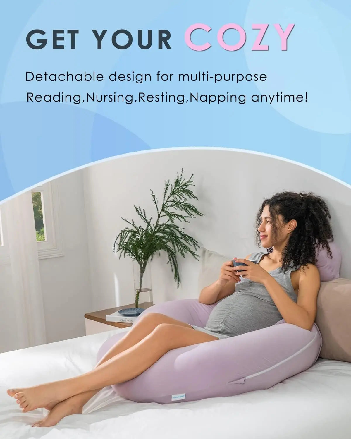 Cooling Full Body Pregnancy Pillow With Detachable Wedge Belly Support