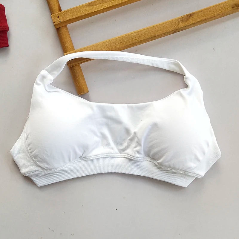 Seamless Open Back Neck Strap Sports Bra For Women Yoga