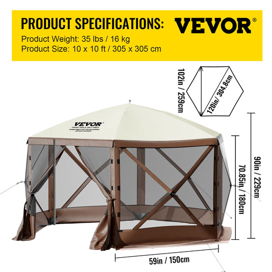 SucceBuy Pop-Up Camping Gazebo Canopy Shelter Six-Sided