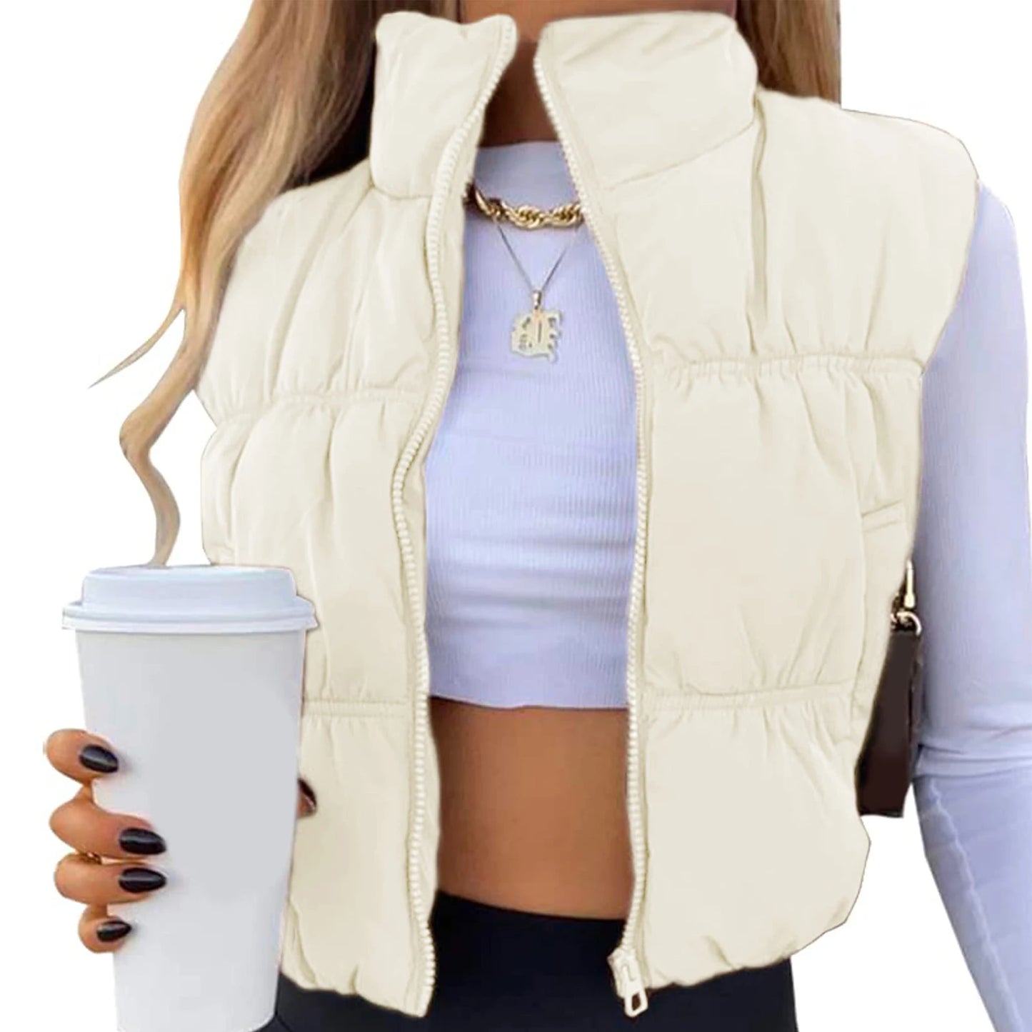 Hirigin Womens Winter Quilted Waistcoat Lightweight Zip Vest