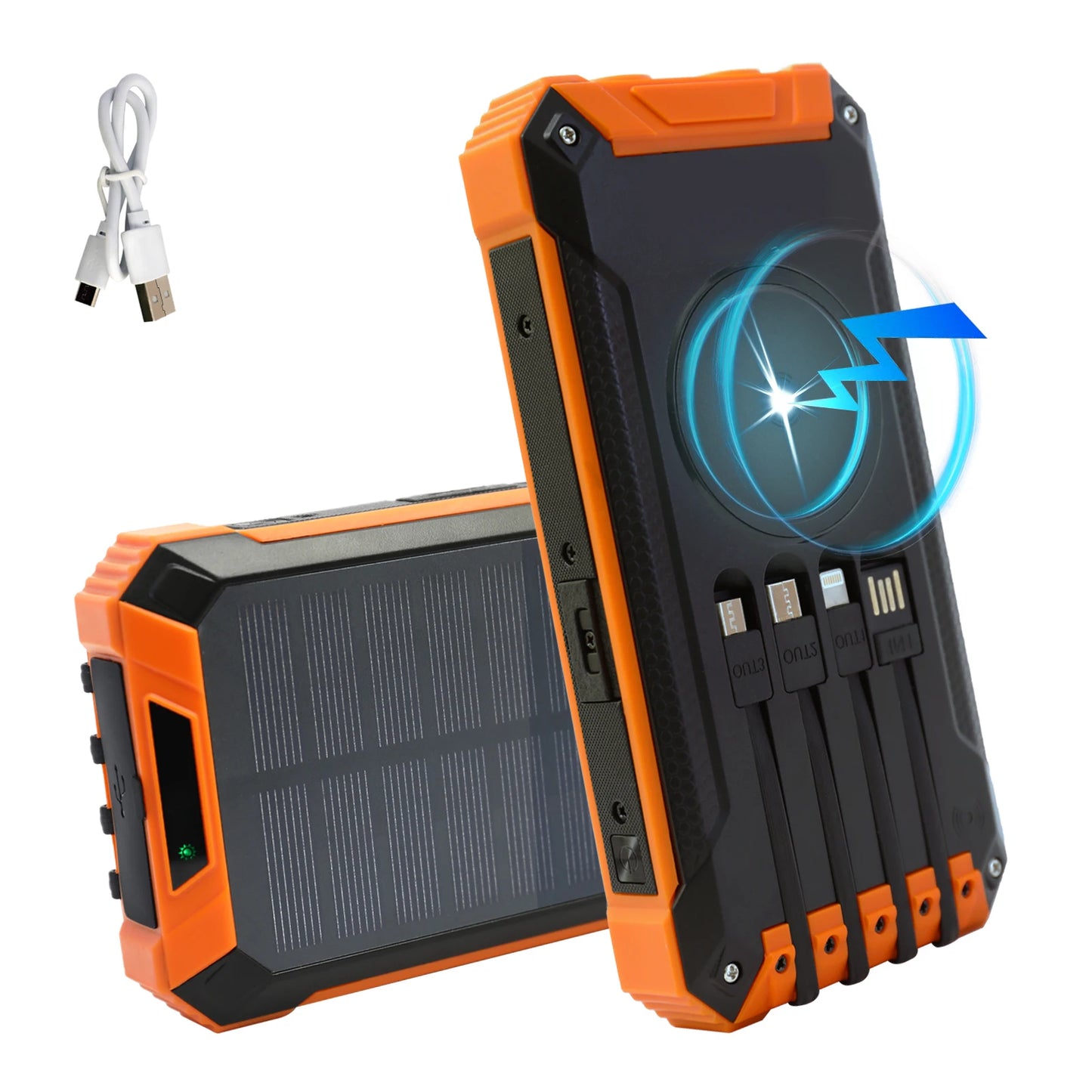 20000mAh Portable Solar Power Bank With Wireless Charging 18W