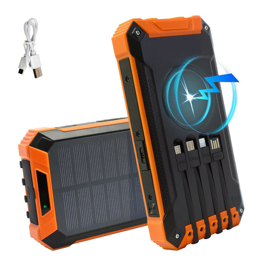 20000mAh Portable Solar Power Bank With Wireless Charging 18W