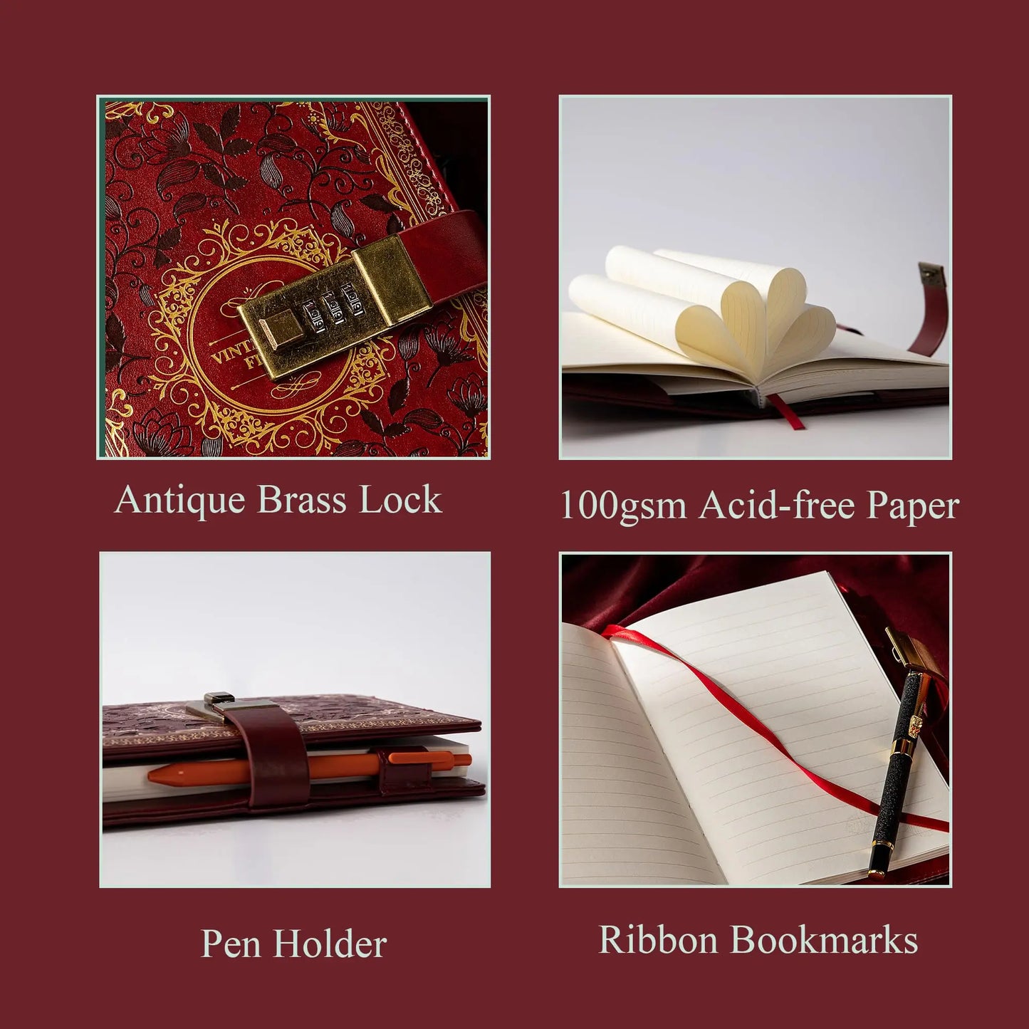 Digital Password Notebook With Lock PU Leather Privacy Journal